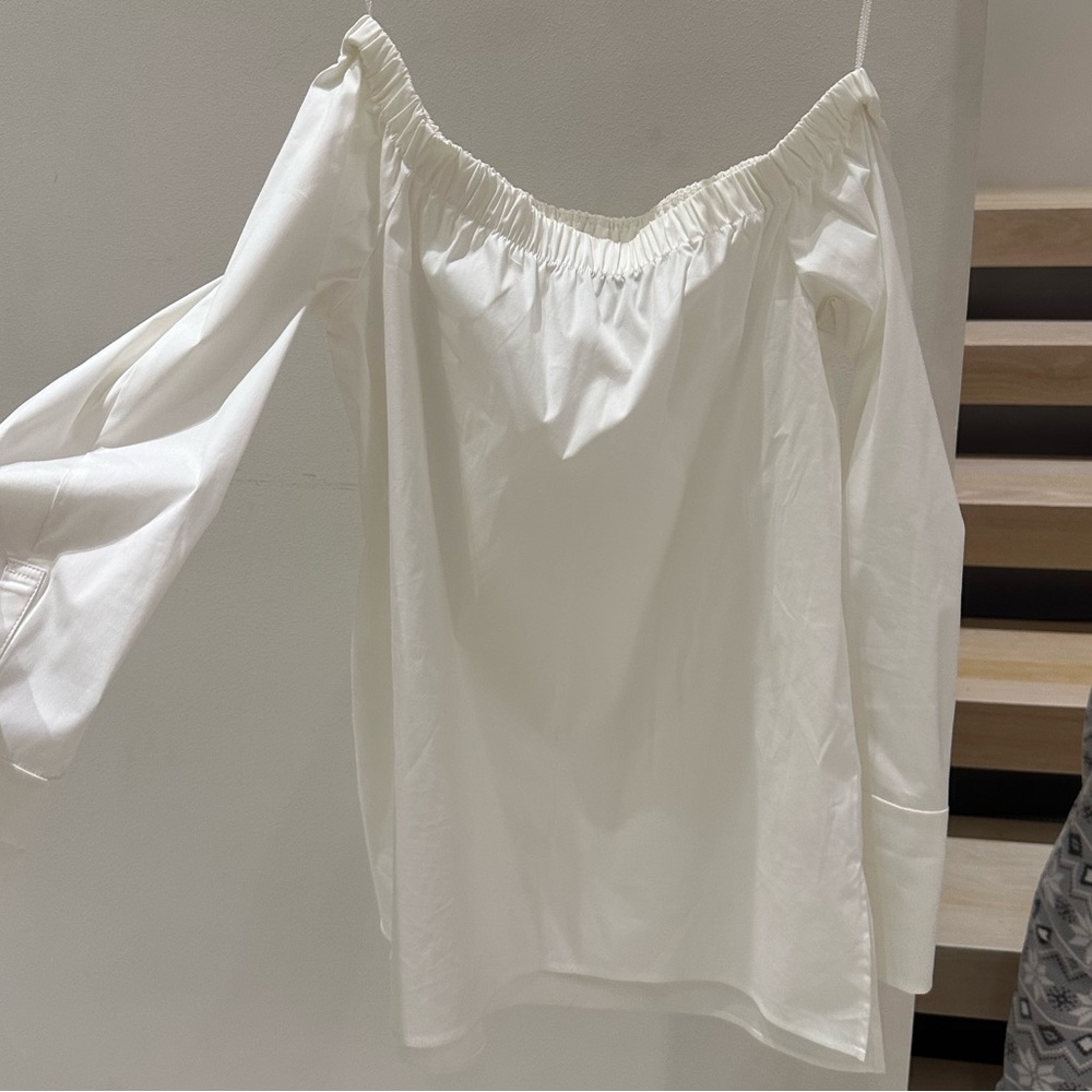 Lafayette 148 New York Off-shoulder White Woman Blouse - Size P